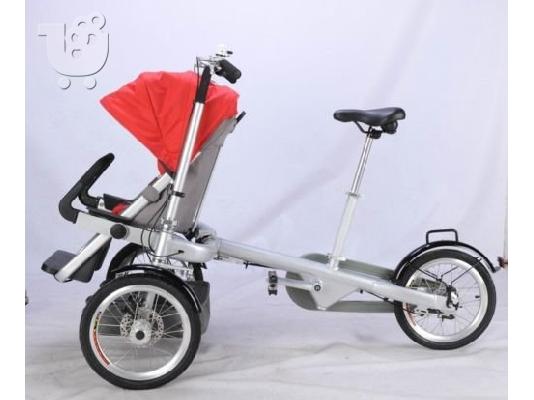 PoulaTo: Καροτσάκι με λειτουργία ποδήλατο Μητέρα και μωρό ποδήλατο Καροτσάκι